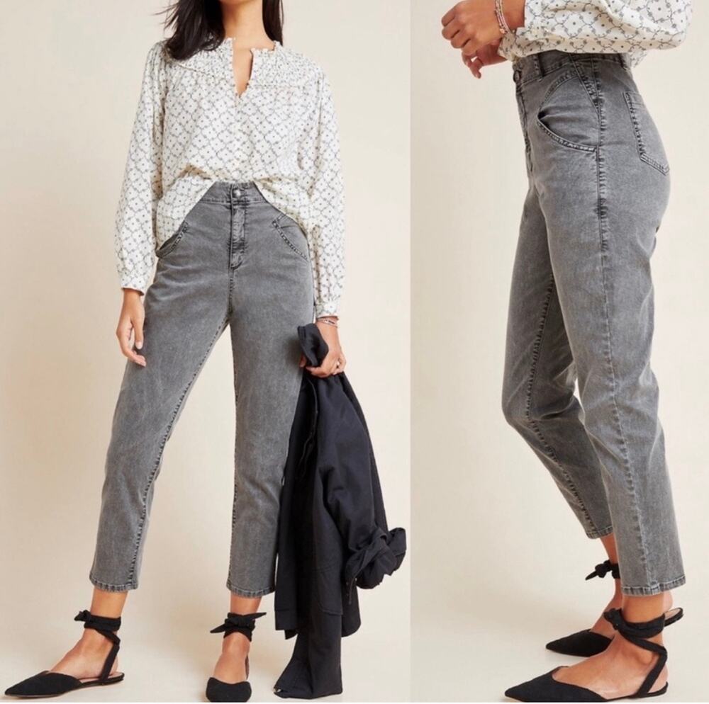 Amadi Jeans Women’s Size Medium Anthropologie NWT High Rise Carbon Wash Gray
